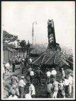 1958 Vasúti pálya építése, 3 db fotó, 24×18 cm