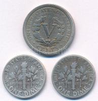 Amerikai Egyesült Államok 1912. 5c Cu-Ni "Liberty" + 1946-1951D 1D Ag "Roosevelt"...