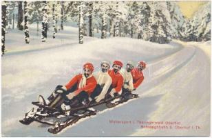 Wintersport i. Thüringerwald, Oberhof. Bobsleighbahn / five-man controllable bobsleigh, bobsled, winter sport. No. 153.