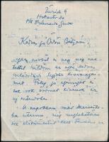 cca 1930 Simon János György (1894 - 1968) festőművész autográf levele Gerő Ödön művészeti írónak / Autograph letter of Jean-Georges Simon painter in Hungarian