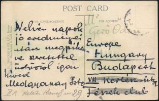 cca 1932 Medgyaszay István (1877-1959) építész képeslapja, üdvözlő sorokkal Bombay, Indiából Gerő Ödön (1863-1939) újságíró, műkritikusnak küldve, a Fészek Clubba címezve