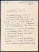 1933 Mendlik Oszkár (1871 - 1963) festőművész autográf levele Gerő Ödön művészeti írónak, melyben Balló Ede festőművész Mendlik édesatyjáról készült festményéről küldött képekről ír. Két beírt oldal.