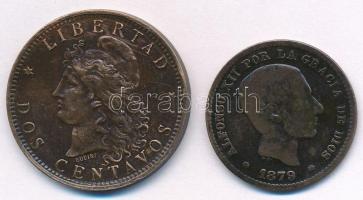 Vegyes: Argentína 1893. 2c Br + Spanyolország 1879. 5c Br T:2-3
Mixed: Argentina 1893. 2 Centavos B...