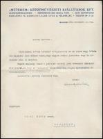 1930 Körmendi-Frim Ervin (1885 - 1939) festőművész saját kézzel aláírt levele, Műterem Képzőművészeti Kiállítások Kft, Bp., IV, Kossuth Lajos u. 12 fejléces papírján.