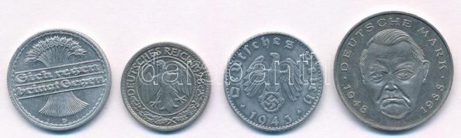 Német Birodalom / Weimar 1922D 50pf Al + 1928A 50pf Ni + Német Harmadik Birodalom 1943B 50pf Al + Né...