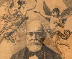 Kossuth Lajos arcképe, Geiger Richárd (1870-1945) rézkarca nyomán, jelzett a nyomaton, üvegezett ker...