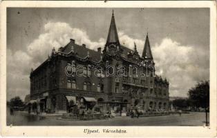 1933 Budapest IV. Újpest, Városháza, kerékpárok, fodrászat, üzletek (apró lyuk / tiny hole)
