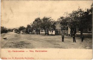 1918 Karánsebes, Újkaránsebes, Caransebesul Nou, Schwabendorf; utca, üzlet. H. Rosenfeld kiadása / street, shop (EK)