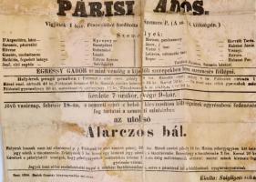 1857 Nemzeti Színház színházi plakátja- Egressy Gábor az Özvegy férje c  Dumas darabban Szemere Pál ...