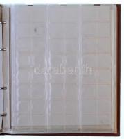 Használt műbőr éremberakó, 13db berakólappal 371 férőhellyel, különböző méretű érmék számára, haszná...