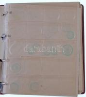 Használt műbőr éremberakó, 17db berakólappal 398 férőhellyel, különböző méretű érmék számára, haszná...