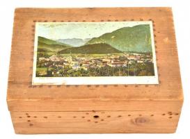 Vegyes óraalkatrész és szerszám tétel fa dobozban