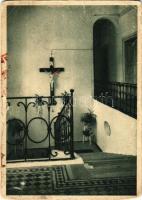 1940 Verőce, Nógrádverőce; Migazzi üdülőotthon (Migazzi kastély), lépcsőház, belső - képeslapfüzetből / from postcard booklet (vágott / cut)