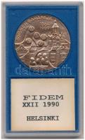 Finnország 1990. SUOMEN RAHAPAJA 1864-1989 (Finn Pénzverő) kétoldalas, vert Br emlékérem műanyag FIDEM XXII 1990 HELSINKI tokban (35mm) T:1