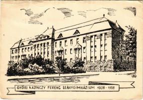 1958 Győr, Kazinczy Ferenc Leánygimnázium 1908-1958 + 50 éves a Kazinczy Ferenc Leánygimnázium So. Stpl. (EB)