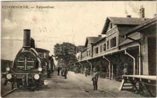 1913 Dombóvár, Újdombóvár vasútállomás, pályaudvar, gőzmozdony