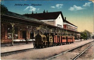 1917 Párkány, Parkan, Stúrovo; pályaudvar, vasútállomás, gőzmozdony / railway station, locomotive (EK)