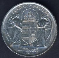 1939. 5P Ag "Horthy balra" T:2 ph