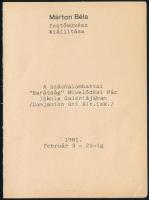 Márton Béla (1913-2007) festőművész aláírása saját, Százhalombattán rendezett kiállításának meghívój...