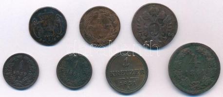 Ausztria 1765. 1pf Cu "Mária Terézia" + 1780-1885. 1/2kr-4kr Cu (6xklf) T:2-,3
Austria 17...