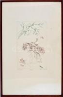 Almásy Aladár (1946-): Rózsatangó. Rézkarc, papír, jelzett, számozott (28/100), enyhén foltos, üvege...