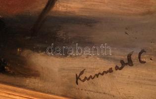 Kunwald Cézár (1870-1947): Úriember. Olaj, karton, jelzett, antik keretben, 40×25 cm