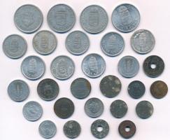 ~1940-1950. 29db vegyes magyar és külföldi fémpénz, közte 1947. 2Ft Al T:vegyes, közte 1- is