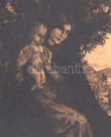 Albert Welti (1862-1912): Madonna. Rézkarc, papír, jelzett. Enyhén sérült, üvegezett art deco keretb...