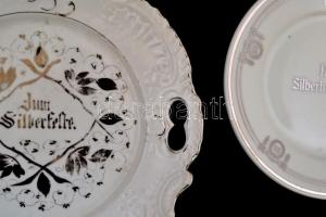 3 db porcelán tányér: Bavaria porcelán tányérok, "Dem Silberbräutigam" és "Der Silber...
