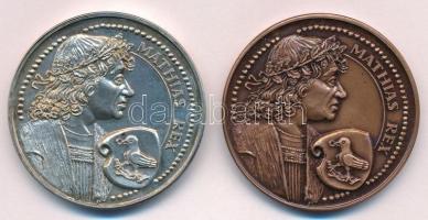 Renner Kálmán (1927-1994) DN "Mátyás király" jelzett Ag és Br emlékérem pár (37,75g/0.835/42,5mm) T:1 patina
