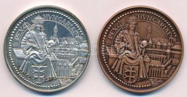 Renner Kálmán (1927-1994) DN "Mátyás király" jelzett Ag és Br emlékérem pár (37,75g/0.835/...
