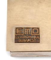 Régi fém tolltartó Elektromodul Budapest felirattal, kopásnyomokkal, 25,5×6,5×2,5 cm
