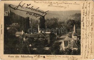 1902 Segesvár, Schässburg, Sighisoara; látkép, templom. Vándory kiadása / general view, church (ázott sarok / wet corner)