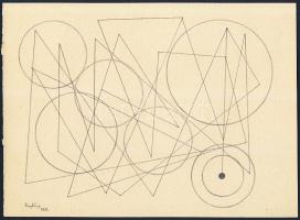 1950 Zemplényi Magda (1899-?): Mértani formák, grafit, papír, szignált 25x18cm