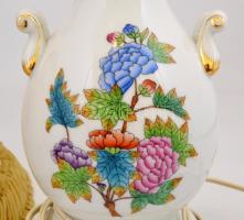 Herendi Viktória mintás porcelán lámpa, búrával, kézzel festett, jelzett, hibátlan, m: 36 cm + búra