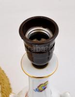 Herendi Viktória mintás porcelán lámpa, búrával, kézzel festett, jelzett, hibátlan, m: 36 cm + búra