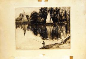 Kiss Terézia (1928-): Balatoni táj, rézkarc 60x40cm