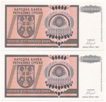 Bosznia-Hercegovina / Szerb Köztársaság / Banja Luka 1993. 10.000.000.000D (2x) T:I
Bosnia and Herc...