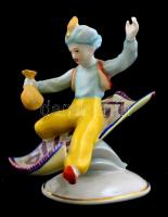 Hollóházi porcelán Aladdin, kézzel festett, jelzett, kis kopásnyomokkal, m: 12,5 cm
