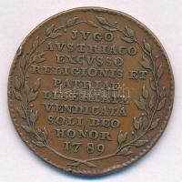 1790. "Brabant függetlenségének elnyerésére kiadott emlékérem" Br emlékérem (33,5mm) T:2
...