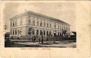 Beszterce, Bistritz, Bistrita; Magyar polgári iskola. M. Binder kiadása / Hungarian school (fa)