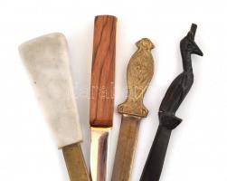 4 db különböző papírvágó kés, jó állapotban, h: 20 és 20 cm között