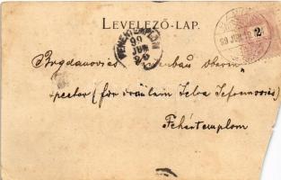 1899 Báziás, Falu templommal / Dorf mit Kirche / village with church (vágott / cut)