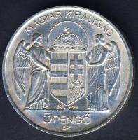 1939. 5P Ag "Horthy balra" T:2- kis ph