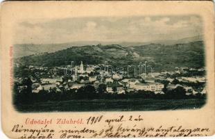 1900 Zilah, Zalau; látkép, templomok. Seres Samu kiadása / general view, churches (EM)