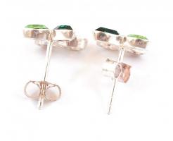 Ezüst(Ag) színes kövekkel díszített meggyes fülbevalópár, jelzett, 1,5×1,2 cm, bruttó: 1,7 g