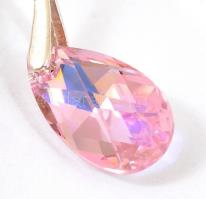 Ezüst(Ag) rózsaszín üveg kővel díszített fülevalópár, jelzett, h: 3 cm, bruttó: 2,6 g