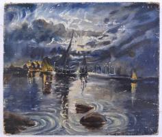 Jelzés nélkül. Vitorlások. Olaj, vászon, enyhén sérült, 18x21,5 cm