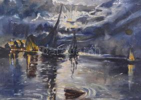 Jelzés nélkül. Vitorlások. Olaj, vászon, enyhén sérült, 18x21,5 cm