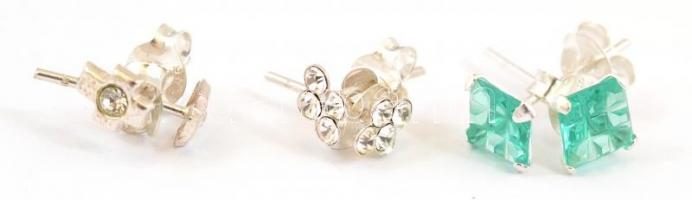 Ezüst(Ag) apró fülbevalópár, 3 db, jelzett, bruttó: 1,2 g